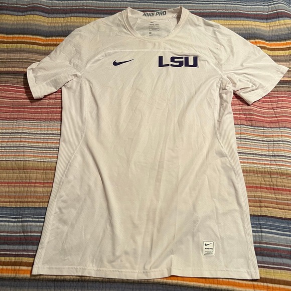 Nike Pro LSU Tigers Hypercool Fitted Training T-Shirt Men's Large White - Picture 1 of 6